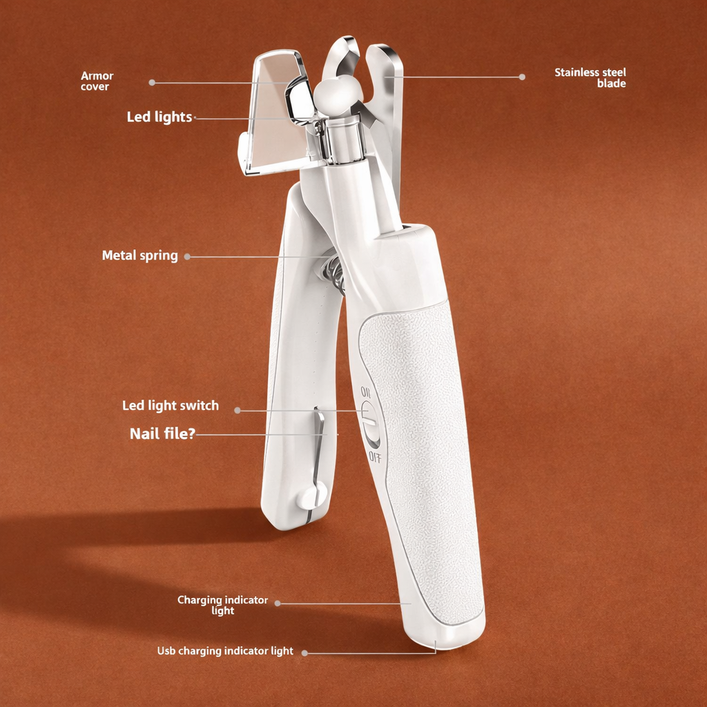 Pet nail clipper with LED light